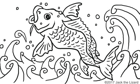 Coloring Pages of Ancient Chinese Carp