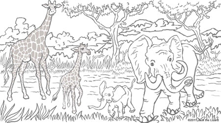 Animal Coloring Pages Jack Lizard World Elephant Giraffe Elephants Giraffes