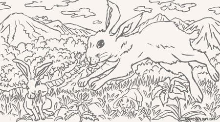 Coloring Pages of the Rabbit and Hare