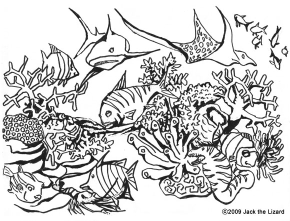 fish pictures for coloring. Colouring Page of Coral, Fish,