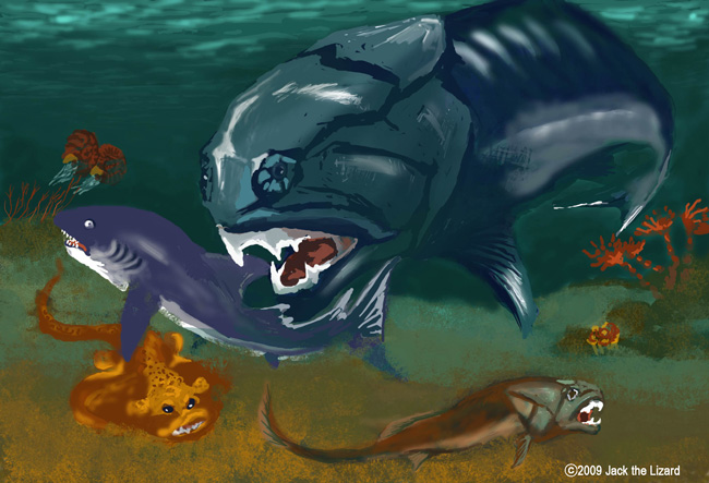 Duncleosteus, Cladoselache, Coccosteus