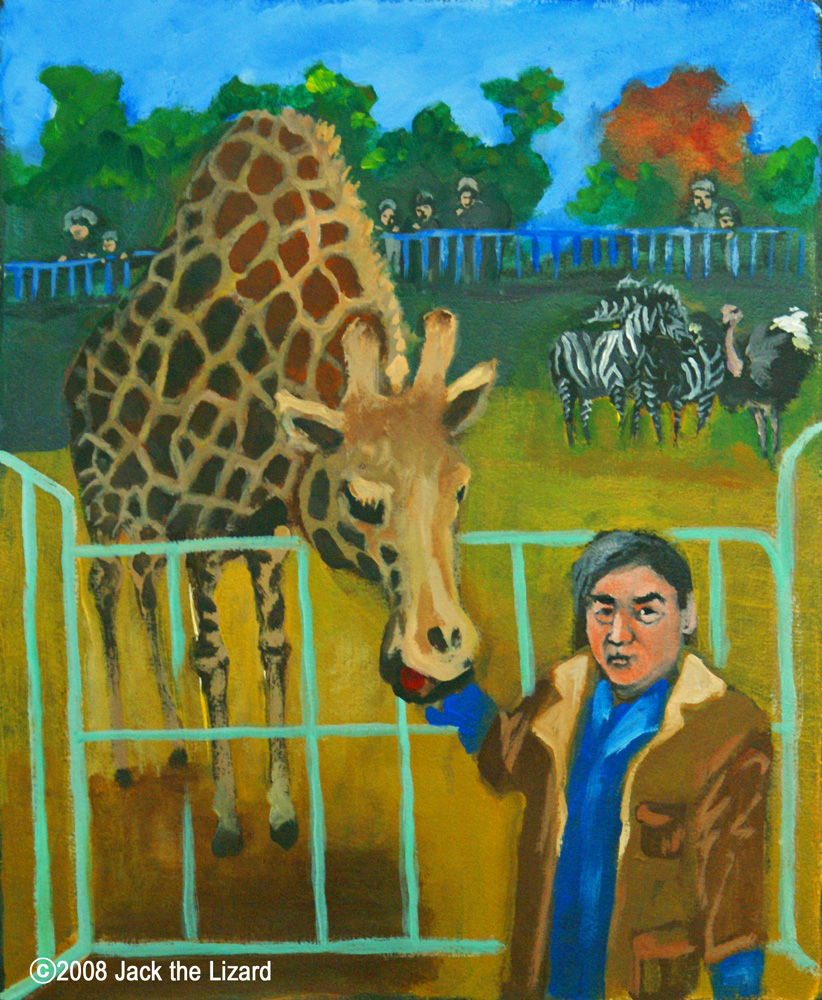 Giraffe, Zebras and Mr. Muraki, Hamamatsu Zoo